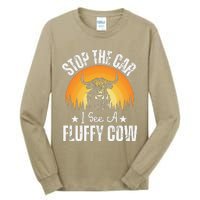 Stop The Car I See A Fluffy Cow Retro Highland Cow Lover Tall Long Sleeve T-Shirt