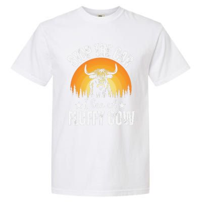 Stop The Car I See A Fluffy Cow Retro Highland Cow Lover Garment-Dyed Heavyweight T-Shirt