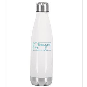 Stronger Than Cancer Pink Ribbon Breast Cancer Awareness Gift Stainless Steel Insulated Water Bottle