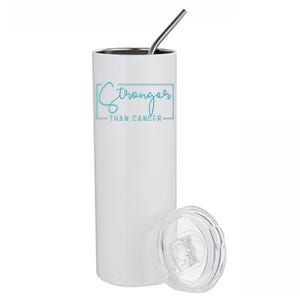 Stronger Than Cancer Pink Ribbon Breast Cancer Awareness Gift Stainless Steel Tumbler