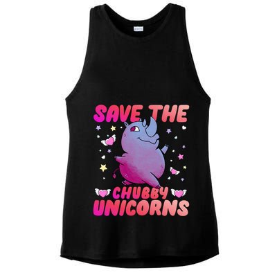 Save The Chubby Unicorn Gift Ladies PosiCharge Tri-Blend Wicking Tank