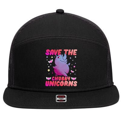 Save The Chubby Unicorn Gift 7 Panel Mesh Trucker Snapback Hat