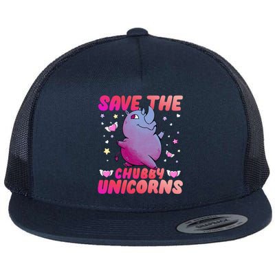 Save The Chubby Unicorn Gift Flat Bill Trucker Hat