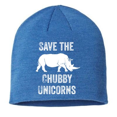 Save The Chubby Unicorns Cool Gift Funny Rhino Gift Sustainable Beanie