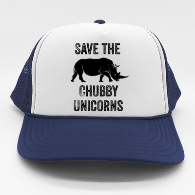 Save The Chubby Unicorns Cool Gift Funny Rhino Gift Trucker Hat