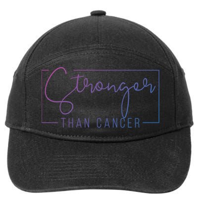 Stronger Than Cancer Pink Ribbon Breast Cancer Awareness Gift 7-Panel Snapback Hat