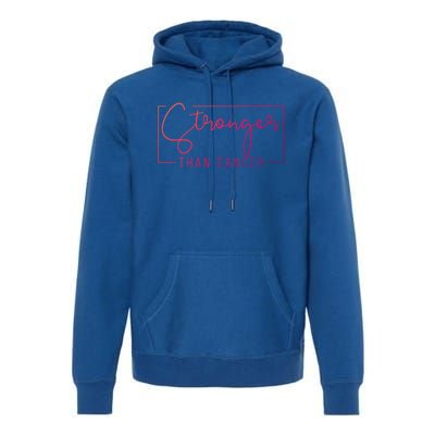 Stronger Than Cancer Pink Ribbon Breast Cancer Awareness Gift Premium Hoodie