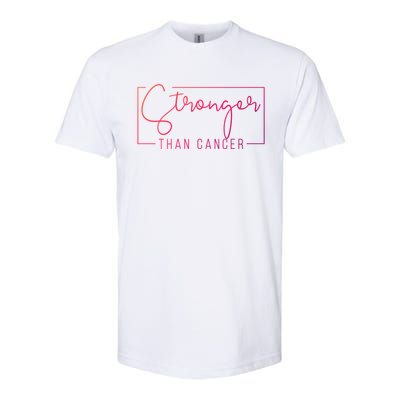 Stronger Than Cancer Pink Ribbon Breast Cancer Awareness Gift Softstyle CVC T-Shirt