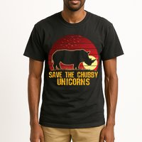 Save The Chubby Unicorns African Sunset Rhino Tall T-Shirt