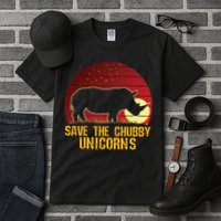 Save The Chubby Unicorns African Sunset Rhino Tall T-Shirt