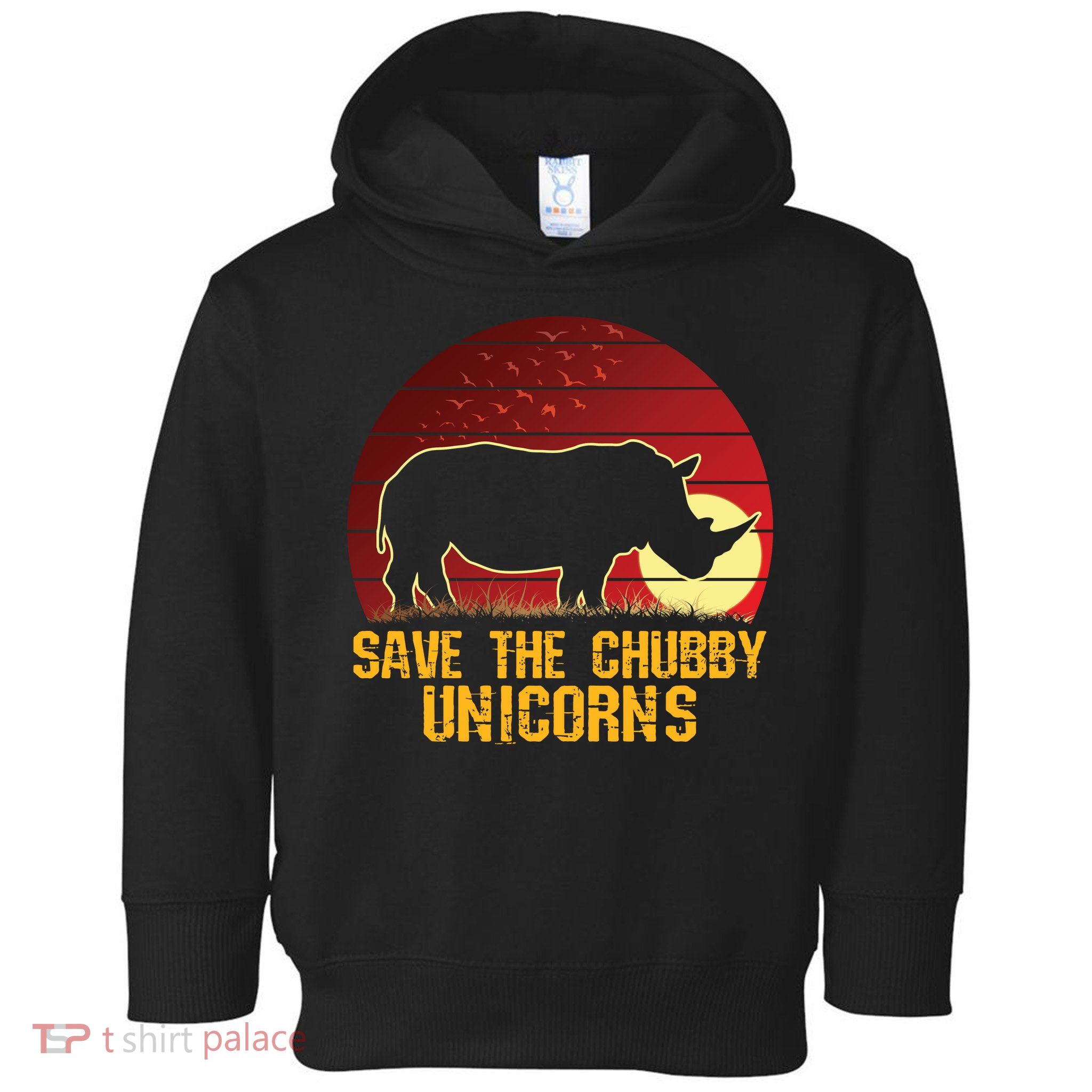 Save The Chubby Unicorns African Sunset Rhino Toddler Hoodie