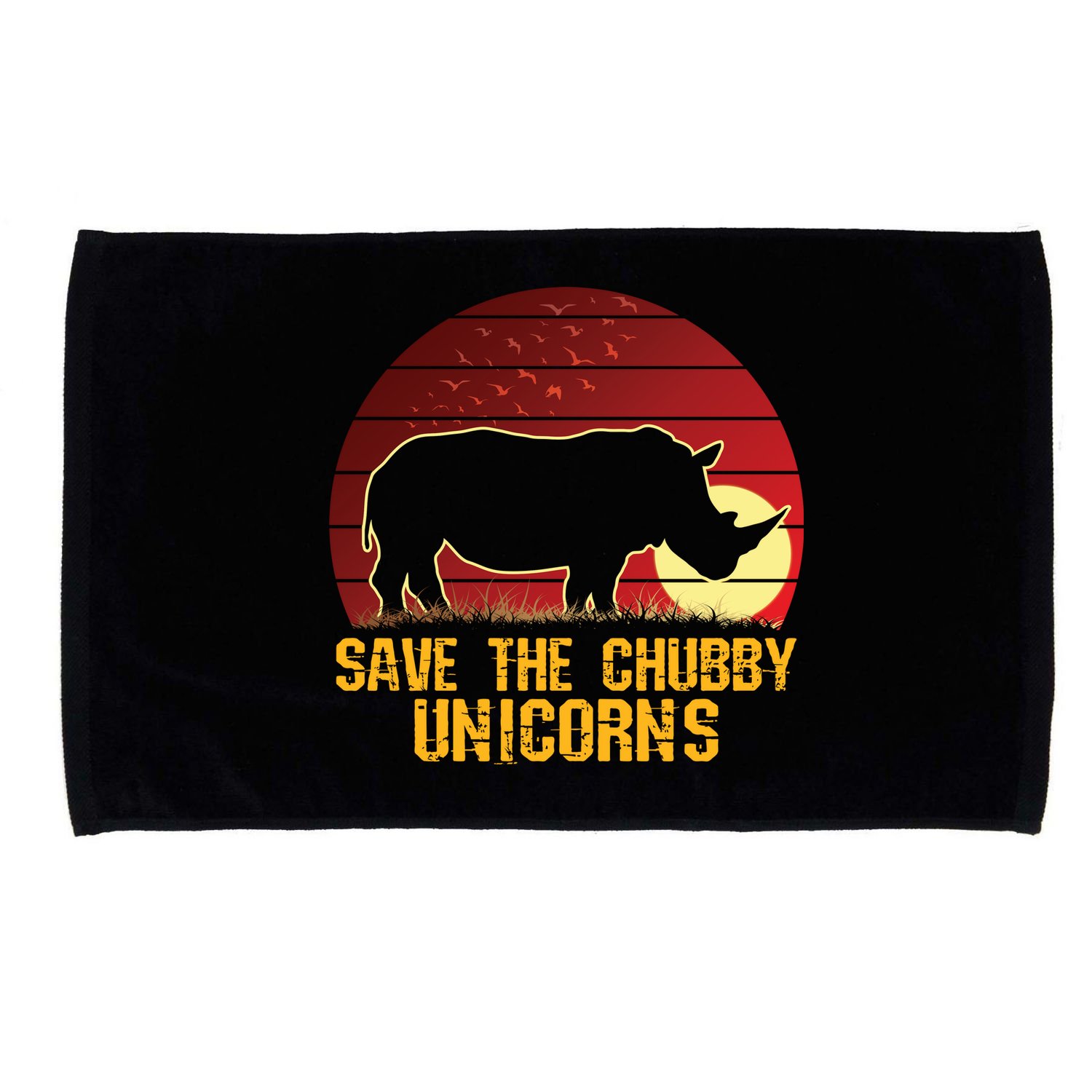 Save The Chubby Unicorns African Sunset Rhino Microfiber Hand Towel