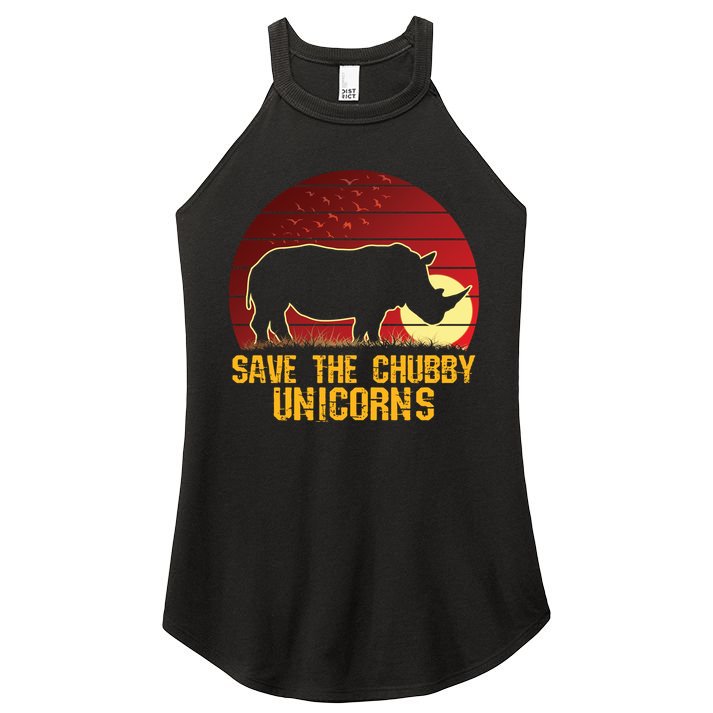 Save The Chubby Unicorns African Sunset Rhino Women's Perfect Tri Rocker Tank