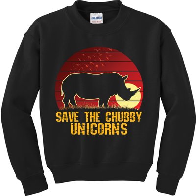 Save The Chubby Unicorns African Sunset Rhino Kids Sweatshirt