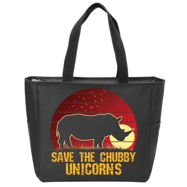 Save The Chubby Unicorns African Sunset Rhino Zip Tote Bag