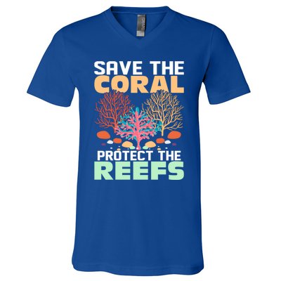 Save The Coral Protect The Reefs Scientist Marine Biology Gift V-Neck T-Shirt