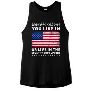 Support The Country You Live In The Country You Support Ladies PosiCharge Tri-Blend Wicking Tank