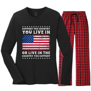 Support The Country You Live In The Country You Support Women's Long Sleeve Flannel Pajama Set 