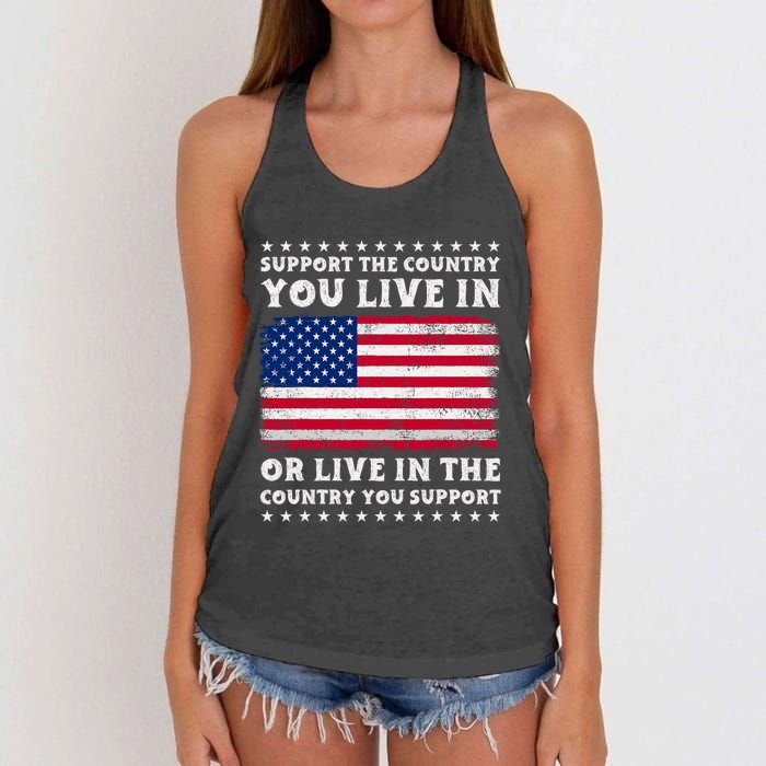 Support The Country You Live In The Country You Support Women's Knotted Racerback Tank