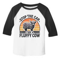 Stop The Car I See Fluffy Cow Retro Highland Cow Lover Funny Toddler Fine Jersey T-Shirt