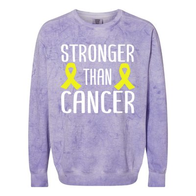 Stronger Than Cancer Sarcoma Cone Bladder Yellow Ribbon Gift Great Gift Colorblast Crewneck Sweatshirt