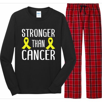 Stronger Than Cancer Sarcoma Cone Bladder Yellow Ribbon Gift Great Gift Long Sleeve Pajama Set