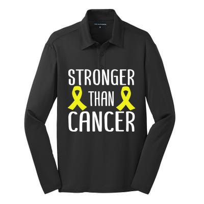 Stronger Than Cancer Sarcoma Cone Bladder Yellow Ribbon Gift Great Gift Silk Touch Performance Long Sleeve Polo