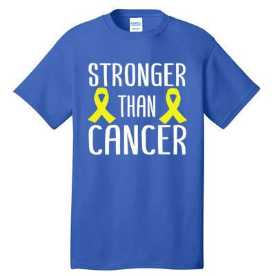 Stronger Than Cancer Sarcoma Cone Bladder Yellow Ribbon Gift Great Gift Tall T-Shirt