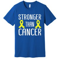 Stronger Than Cancer Sarcoma Cone Bladder Yellow Ribbon Gift Great Gift Premium T-Shirt