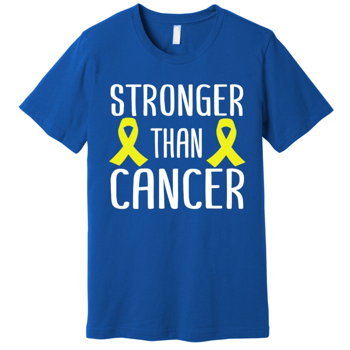 Stronger Than Cancer Sarcoma Cone Bladder Yellow Ribbon Gift Great Gift Premium T-Shirt