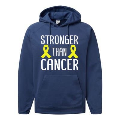 Stronger Than Cancer Sarcoma Cone Bladder Yellow Ribbon Gift Great Gift Performance Fleece Hoodie