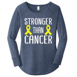 Stronger Than Cancer Sarcoma Cone Bladder Yellow Ribbon Gift Great Gift Women's Perfect Tri Tunic Long Sleeve Shirt