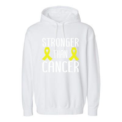 Stronger Than Cancer Sarcoma Cone Bladder Yellow Ribbon Gift Great Gift Garment-Dyed Fleece Hoodie