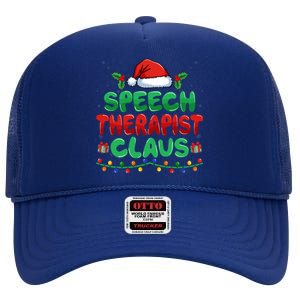 Speech Therapist Claus Xmas Slp Speech Therapy Christmas Gift High Crown Mesh Back Trucker Hat