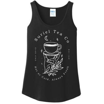 Suriel Tea Co Spill The Tea Mystical Book Flowers Librarian Ladies Essential Tank