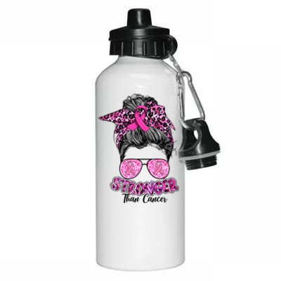 Stronger Than Cancer Gift Breast Cancer Awareness Support Gift Aluminum Water Bottle