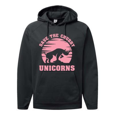 Save The Chubby Unicorns Funny Unicorn Rhino Performance Fleece Hoodie