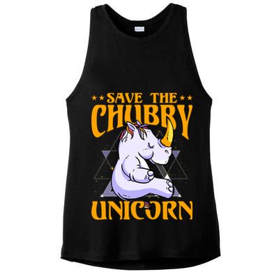 Save The Chubby Unicorn Gift Ladies PosiCharge Tri-Blend Wicking Tank