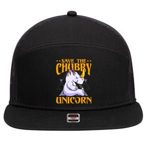 Save The Chubby Unicorn Gift 7 Panel Mesh Trucker Snapback Hat