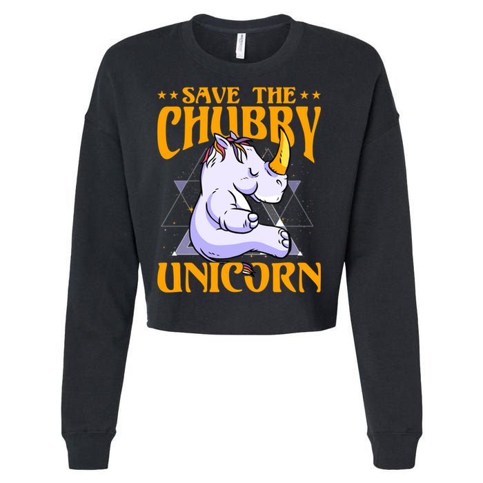 Save The Chubby Unicorn Gift Cropped Pullover Crew
