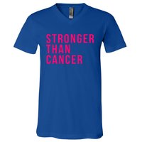 Stronger Than Cancer Fight Breast Cancer Pink October Funny Gift V-Neck T-Shirt