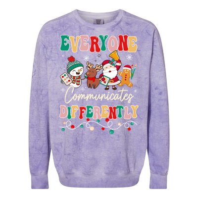 Speech Therapy Christmas Everyone Communicates Differently Gift Colorblast Crewneck Sweatshirt