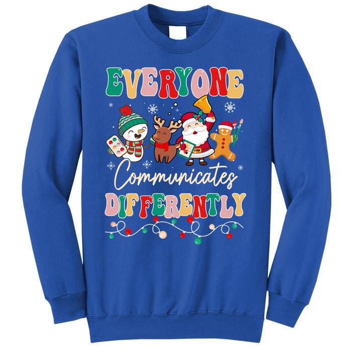 Speech Therapy Christmas Everyone Communicates Differently Gift Sweatshirt