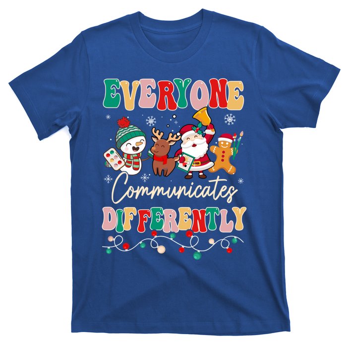 Speech Therapy Christmas Everyone Communicates Differently Gift T-Shirt