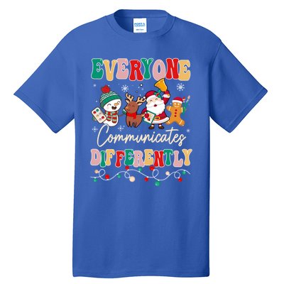 Speech Therapy Christmas Everyone Communicates Differently Gift Tall T-Shirt