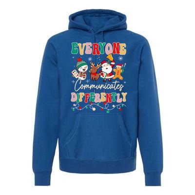 Speech Therapy Christmas Everyone Communicates Differently Gift Premium Hoodie