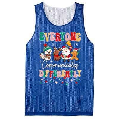 Speech Therapy Christmas Everyone Communicates Differently Gift Mesh Reversible Basketball Jersey Tank