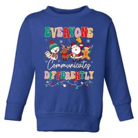 Speech Therapy Christmas Everyone Communicates Differently Gift Toddler Sweatshirt