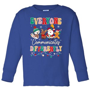 Speech Therapy Christmas Everyone Communicates Differently Gift Toddler Long Sleeve Shirt