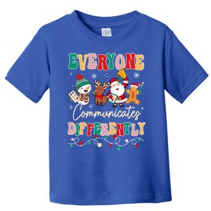 Speech Therapy Christmas Everyone Communicates Differently Gift Toddler T-Shirt